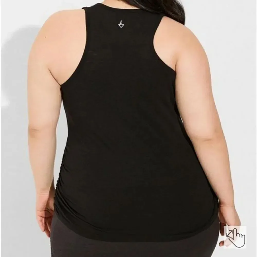 Torrid Knit Side Ruched Crew Neck Sleeveless Active Tank
